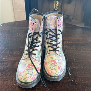 Dr. Martens Women's Floral Leather Lace-Up Boots in Pink, Purple, Green, Yellow